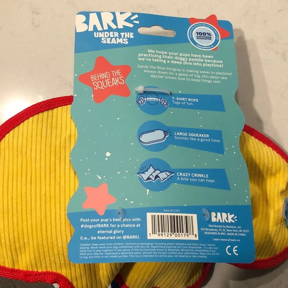 Bark Blue and Red Stingray Dog Toy